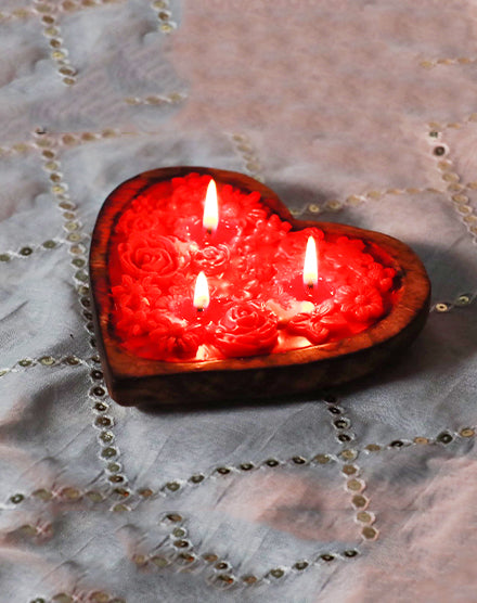 Heart Wooden Bowl Candle