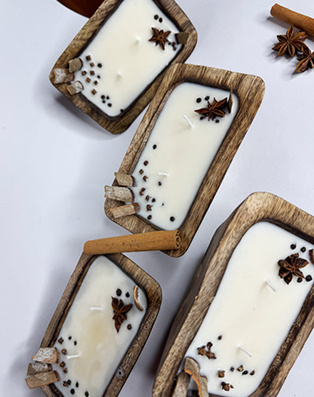 Wooden Candle Bowl Big